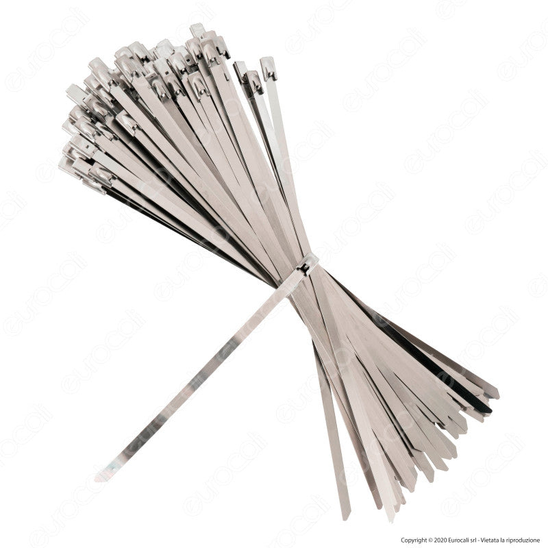 V-Tac Confezione da 100 Fascette Stringicavo Autobloccanti in Acciaio Inox 4,6 x 350 mm - SKU 11191