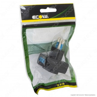 Ecova Adattatore Triplo con Spina 16A 2P+T e 3 Prese 10/16A 2P+T Bivalenti Colore Bianco - mod. 30045