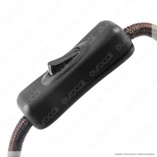 FAI Cavo di Alimentazione Bipolare in Corda con Interruttore e Spina 10A Colore Marrone - Lunghezza 2m - mod. 3072/MA/200