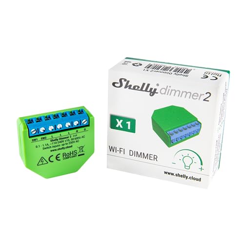 Shelly Dimmer 2, Interruttore Varialuce Senza Fili, Wi-Fi, Nessun Hub o Neutro richiesto, Domotica, Compatibile con Alexa e Google Home, App iOS Android