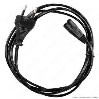 Life Cavo di Alimentazione Nero da 1,5 Metri con Presa 8 C7 e Spina 10A 2P - mod. 50.0000401