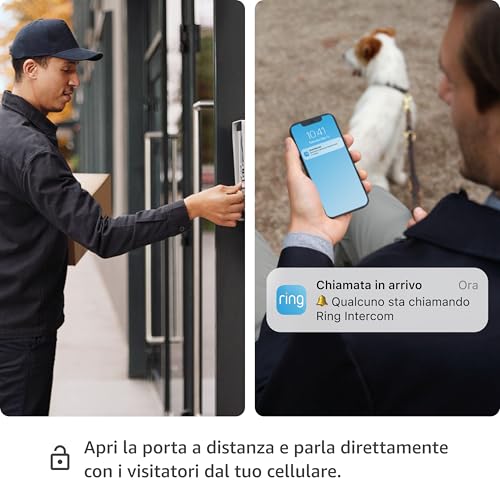 Ring Intercom di Amazon | Trasforma il tuo citofono in un sistema intelligente con apertura a distanza, audio bidirezionale, accesso per gli ospiti | Facile da installare | Compatibile con Alexa