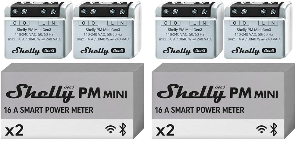 Shelly 1 Mini Gen3, Relè Intelligente WiFi e Bluetooth, 1 Canale, 8A, Domotica, Contatti Puliti, Controllo Remoto Luci, Dimensioni Compatte, Alexa e Google Home, iOS e Android, Nessun Hub Necessario