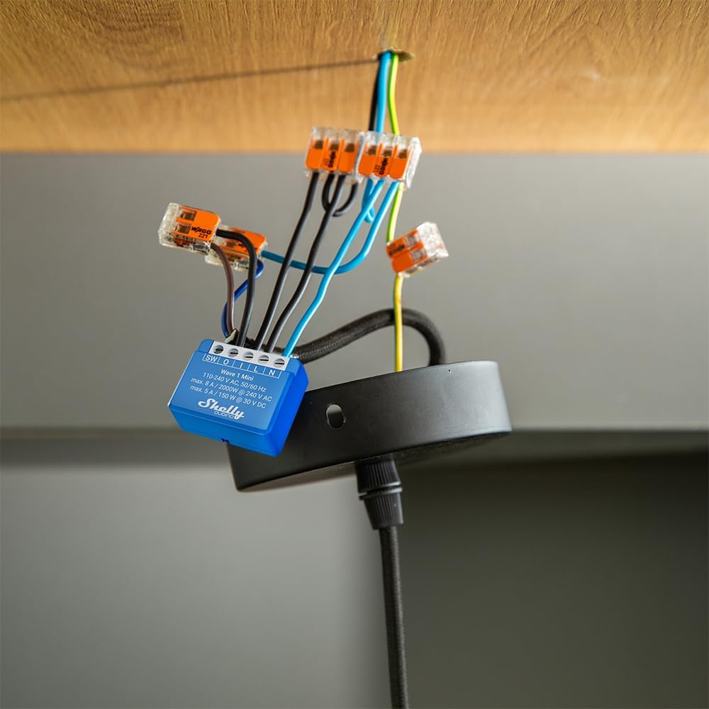 Shelly Qubino Wave Mini 1 | Relè di commutazione intelligente Z-Wave, 1 canale 8 A con contatto a secco | Automazione domestica