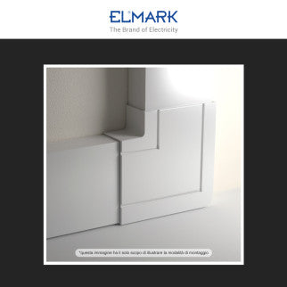 Elmark Angolo a L per 2 Canaline Passacavi 100x40 in Plastica Bianca - mod. 562100404
