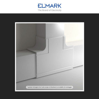 Elmark Angolo a T per 3 Canaline Passacavi 100x60 in Plastica Bianca - mod. 562100603 (Copia)