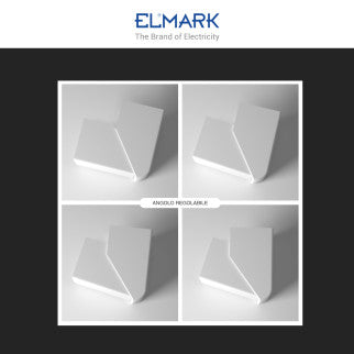 Elmark Angolo Esterno Regolabile per 2 Canaline Passacavi 60x60 in Plastica Bianca - mod. 56260601