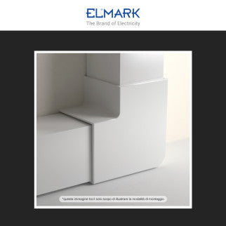 Elmark Angolo a L per 2 Canaline Passacavi 60x60 in Plastica Bianca - mod. 56260604