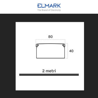 Elmark Canaline Passacavi 80x40 in Plastica Bianca e Coperchio Removibile Lunghezza 2 metri - Confezione da 15 - mod. 5628040