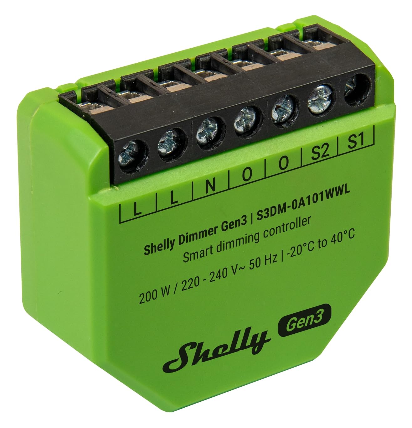 Shelly Dimmer Gen3, WLAN Smart Dimmer, automazione domestica, luci dimmerabili, strisce LED, senza conduttori neutri, pianificazioni intelligenti, nessun hub richiesto, iOS & Android, Alexa e Google