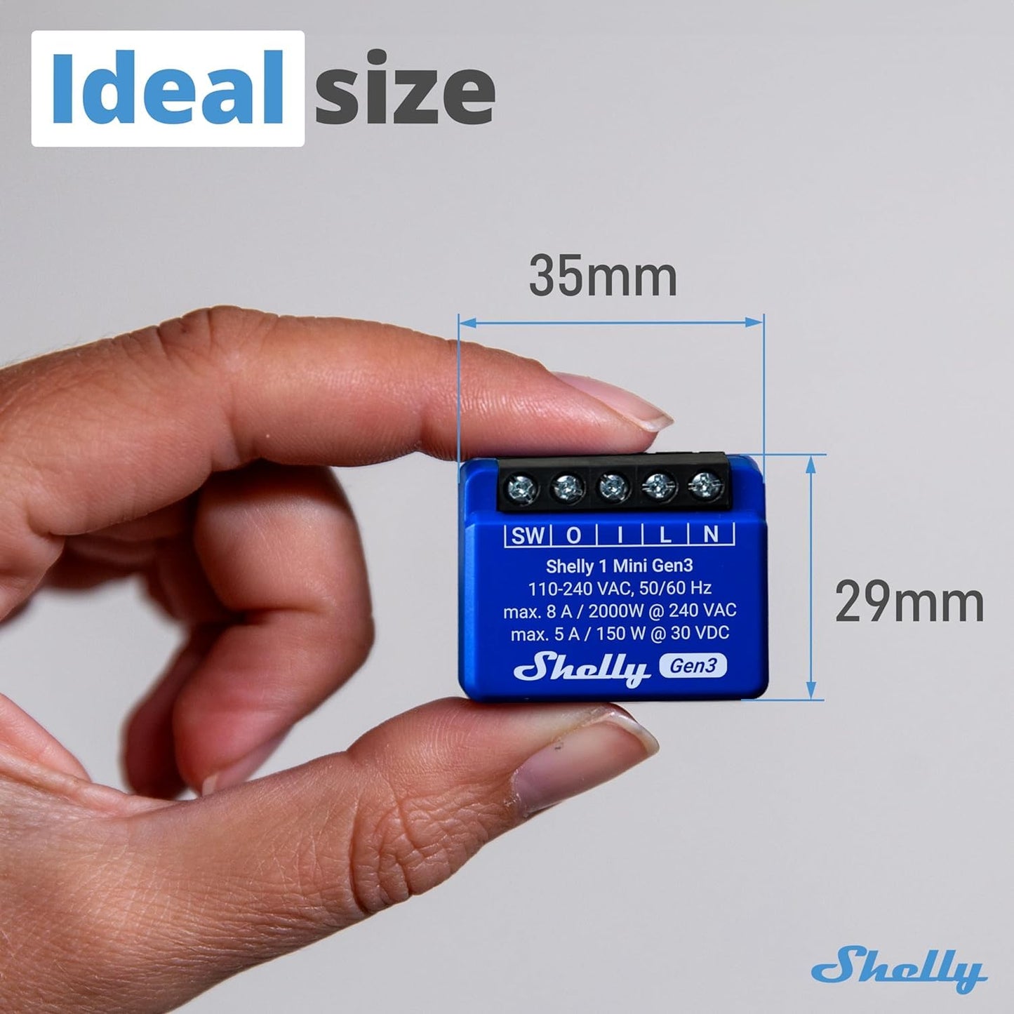 Shelly 1 Mini Gen 3 | Confezione da 4 | WiFi e Bluetooth Smart Switch Relè 1 canale 8A | Domestica | Compatibile con Alexa e Google Home | App iOS Android | Nessun hub richiesto | contatti asciutti
