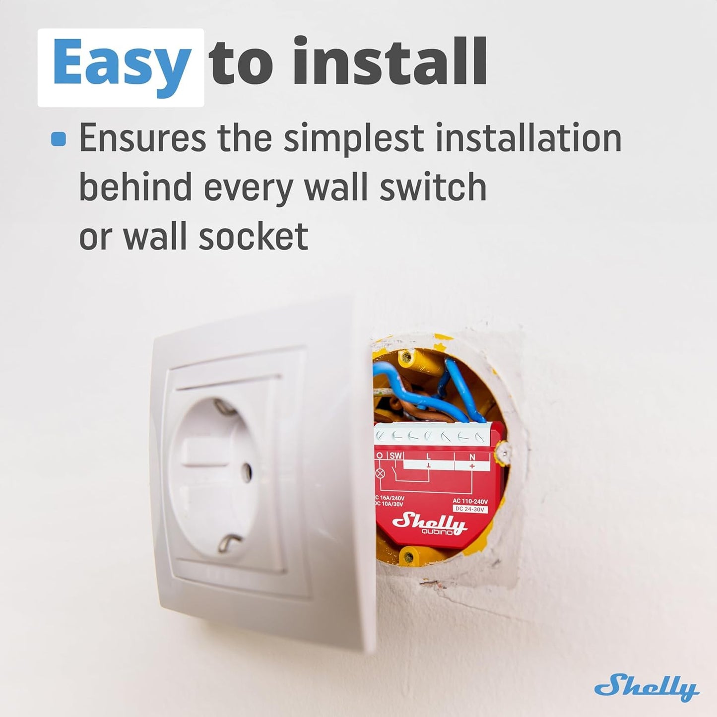 Shelly Wave 1, Interruttore Smart Relay Z-Wave con Contatti Puliti, 16A, Controllo Remoto per Luci e Porta del Garage, Basso Consumo Energetico, Ripetitore di Rete, Alta Affidabilità, SmartStart