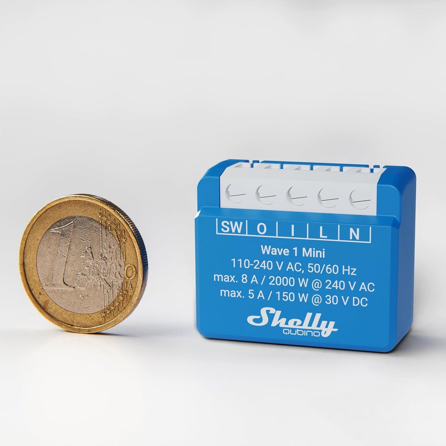Shelly Qubino Wave Mini 1 | Relè di commutazione intelligente Z-Wave, 1 canale 8 A con contatto a secco | Automazione domestica