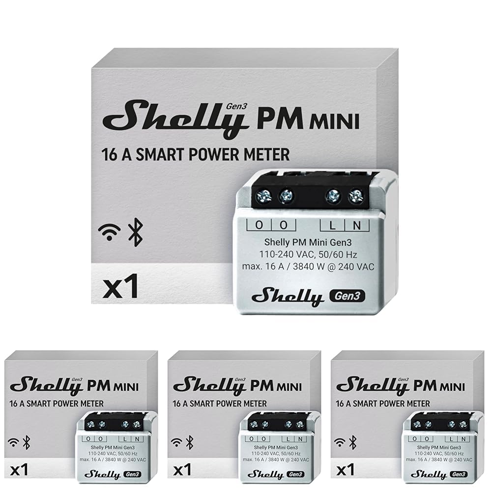 Shelly 1 Mini Gen3, Relè Intelligente WiFi e Bluetooth, 1 Canale, 8A, Domotica, Contatti Puliti, Controllo Remoto Luci, Dimensioni Compatte, Alexa e Google Home, iOS e Android, Nessun Hub Necessario