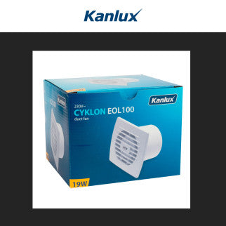 Kanlux Cyklon EOL100T Aspiratore da Canale 19W IPX4 con Timer di Spegnimento - mod. 70938