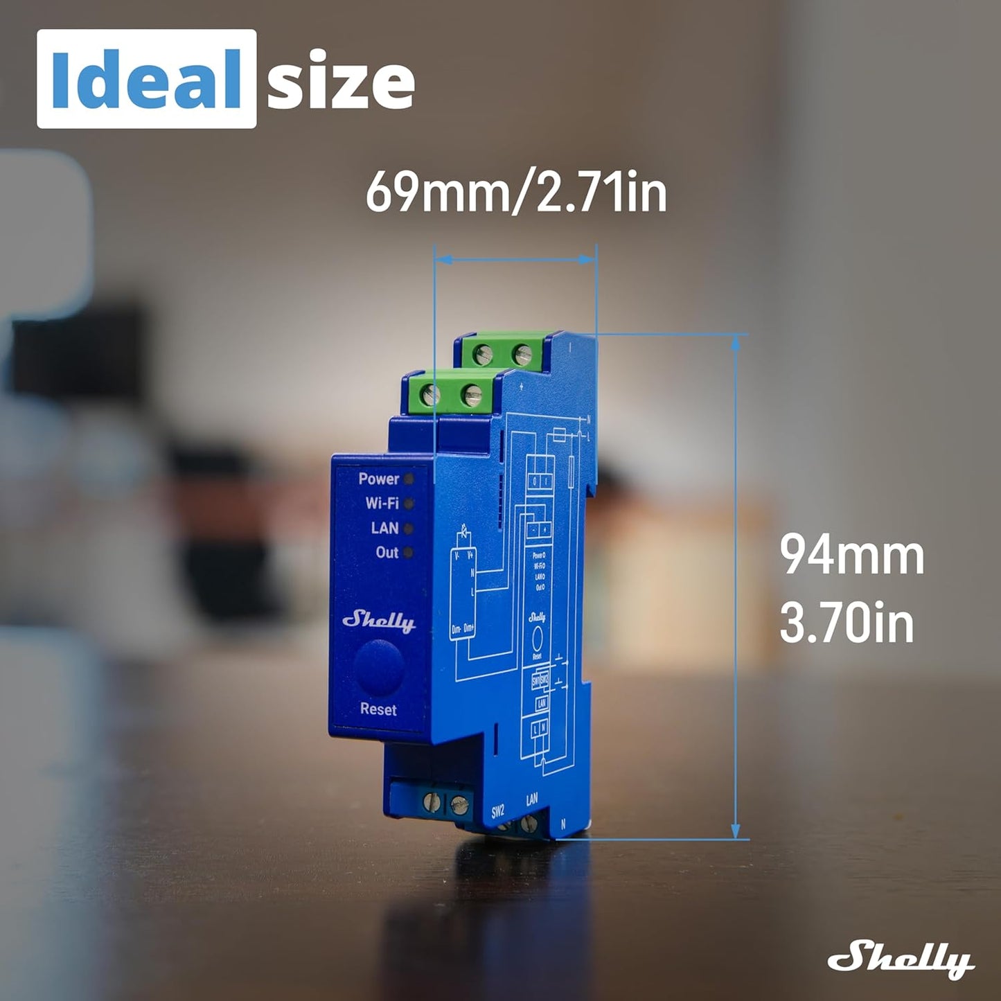 Shelly Pro Dimmer 0/1-10V PM, Regolatore di Luminosità Intelligente, Regolazione dell'intensità Luminosa, Misurazione della Potenza, Programmi Intelligenti, Nessun hub Richiesto, Wi-Fi, Bluetooth, LAN