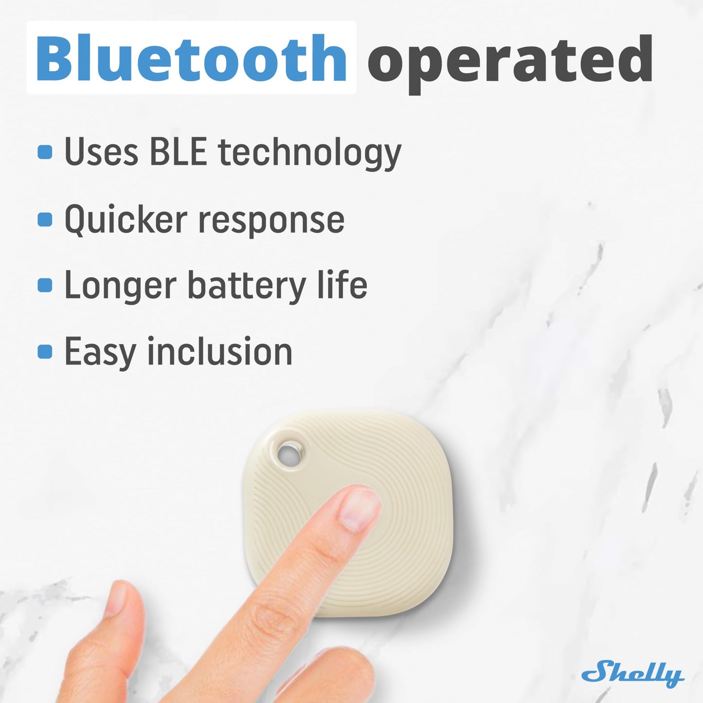 Shelly BLU Button Tough Nero,Pulsante intelligente controllato via Bluetooth,Dimmerazione, accensione e spegnimento di dispositivi e attivazione di scene domotiche,Grado IP54,Applicazione iOS Android