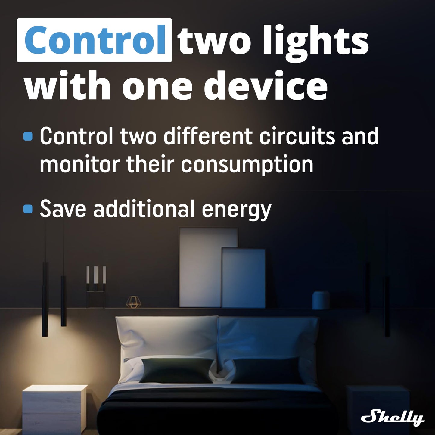 Shelly Plus 2PM, Interruttore Intelligente Relé WiFi & Bluetooth, 2 Prese Elettriche - 16A, Monitora i Consumi, Tende/Persiane/Tapparelle, Domotica, Nessun Hub, Alexa/Google Home, iOS Android, 2 Pezzi