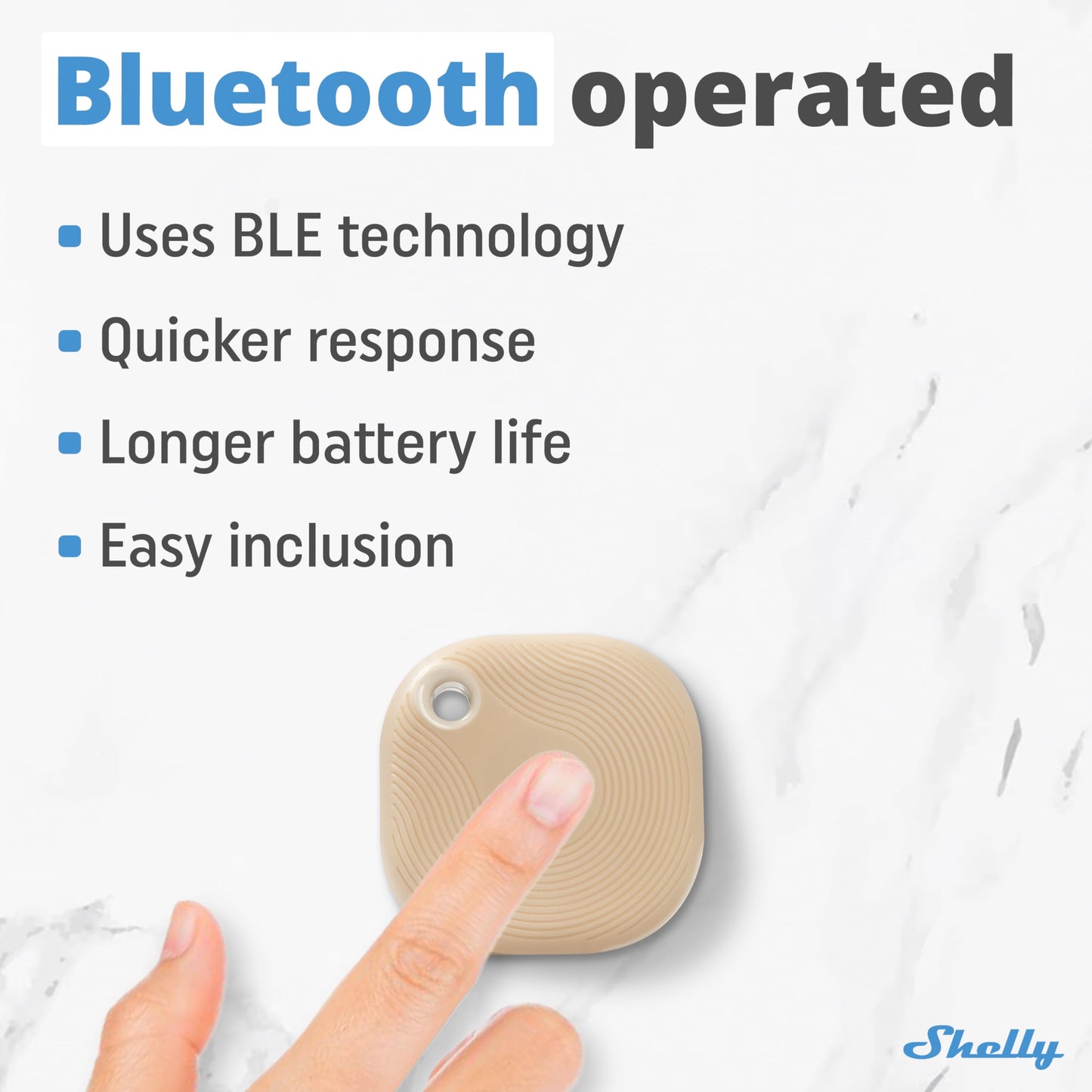 Shelly BLU Button Tough Nero,Pulsante intelligente controllato via Bluetooth,Dimmerazione, accensione e spegnimento di dispositivi e attivazione di scene domotiche,Grado IP54,Applicazione iOS Android