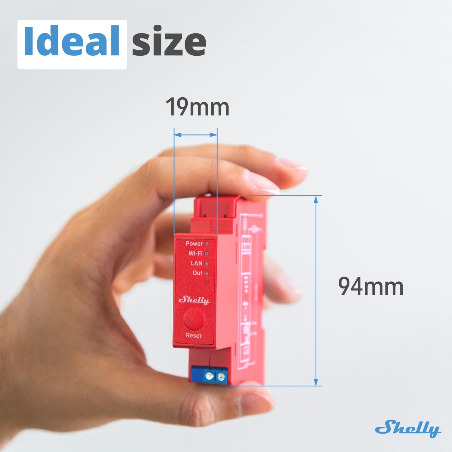 Shelly Pro 1PM - Relè Interrutore Intelligente su guida DIN con Misuratore di Consumo Elettrico, Lan Wi-Fi, Bluetooth, 1 canale - 16A, Controllo remoto App iOS Android, Alexa e Google Home
