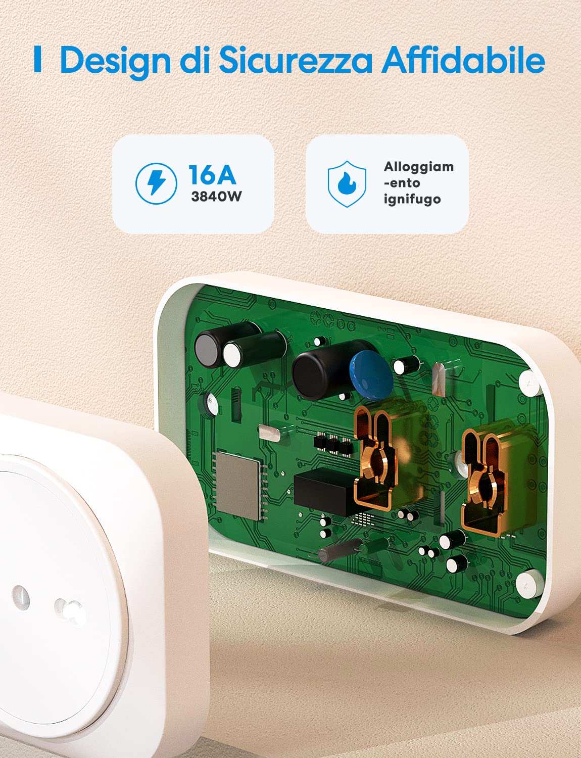 Meross Presa Smart WiFi, Presa Intelligente Italiana, Smart Plug con Monitoraggio Energia 16A 3840W, Funzione Timer, Compatibile con Amazon Alexa, SmartThings, Google Assistant, APP Controllo Remoto