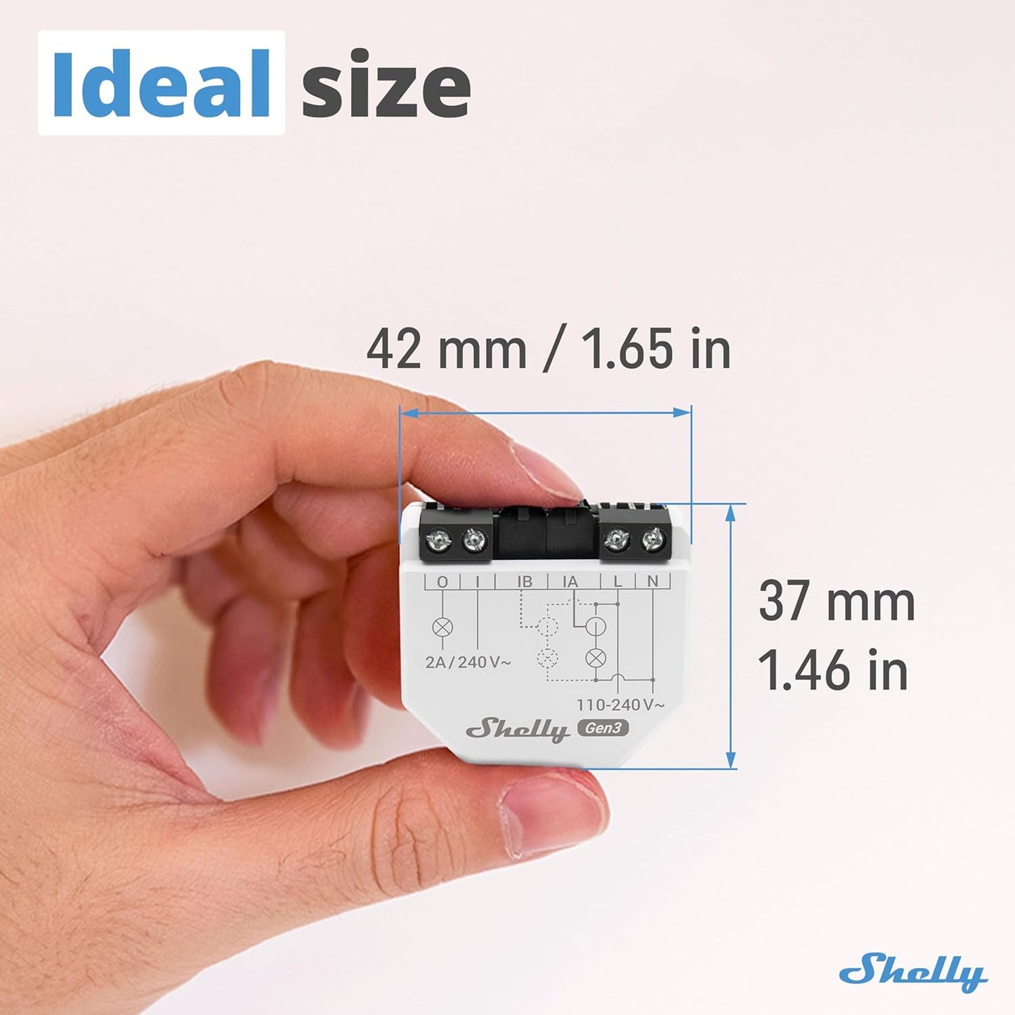 Shelly EM Gen 3 + 50А Morsetto, Wi-Fi & Bluetooth Smart Energy Meter e Contatore Interruttore Relè di Controllo, Trasformatore di Corrente, Domotica, Alexa e Google Home, Nessun hub richiesto, Bianco