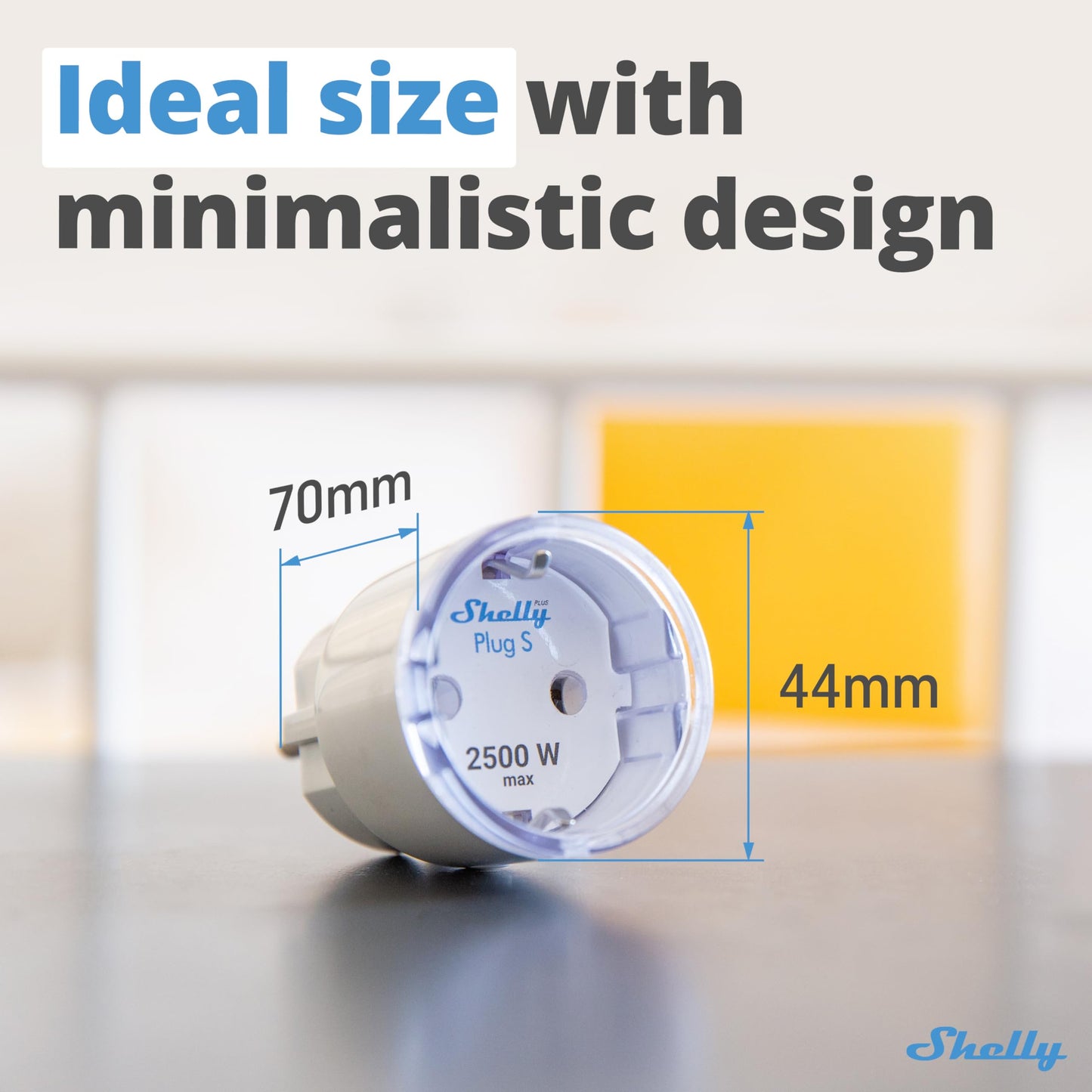 Shelly Plus Plug S, Presa Intelligente, Connettività Bluetooth, con Misurazione della Potenza, Schuko, Wifi