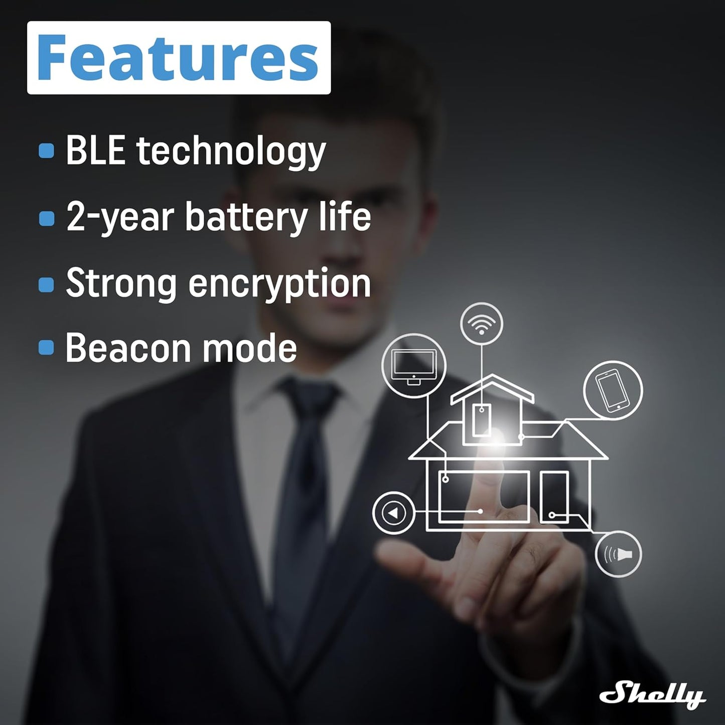 Shelly BLU RC Button 4 - Interruttore con Telecomando Bluetooth, Controlla l'illuminazione e i Dispositivi Intelligenti, Senza Fili, Crittografia Forte, Clic Multiplo, Attivazione dell'azione