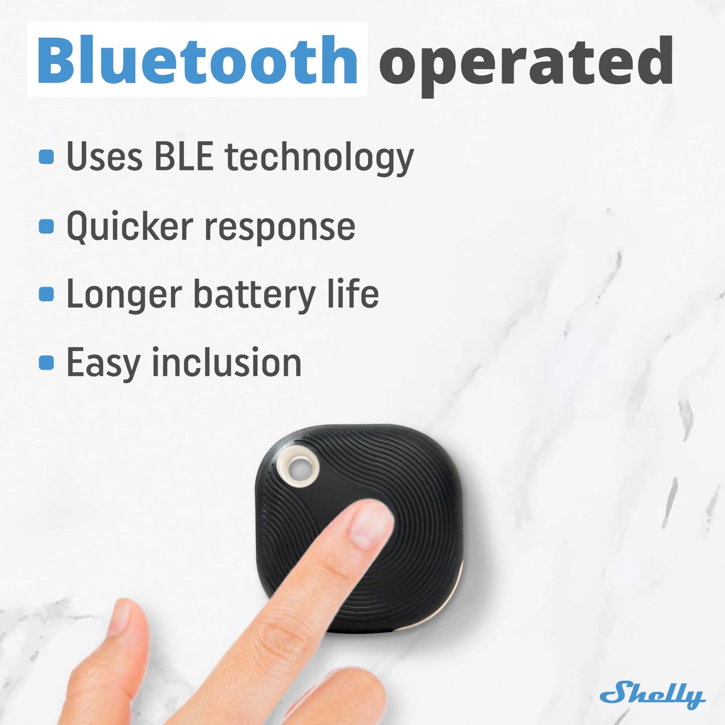 Shelly BLU Button Tough Nero,Pulsante intelligente controllato via Bluetooth,Dimmerazione, accensione e spegnimento di dispositivi e attivazione di scene domotiche,Grado IP54,Applicazione iOS Android