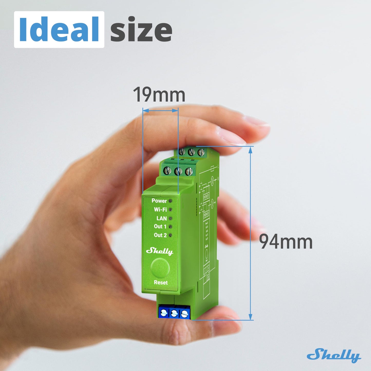 Shelly Pro Dimmer 2PM, Dimmer intelligente professionale a 2 canali, Montaggio su guida DIN, misuratore di potenza, LAN, Wi-Fi e Bluetooth, Alexa e Google Home, App iOS Android