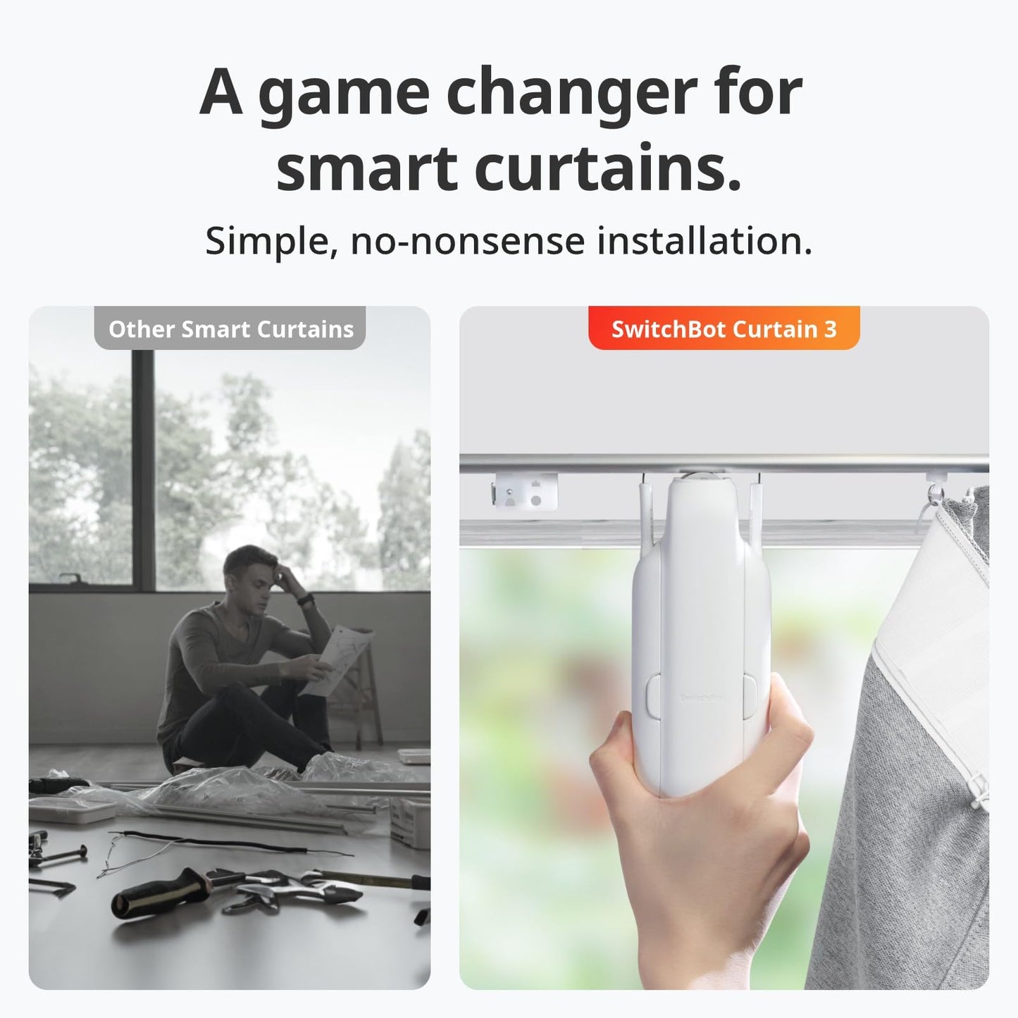 SwitchBot Apri Tende Intelligente - Telecomando Bluetooth con App/Timer, Aggiornamento delle Prestazioni, Aggiungi SwitchBot Hub per farlo funzionare con Alexa, Google Home, HomeKit(Curtain 3, U Rail)