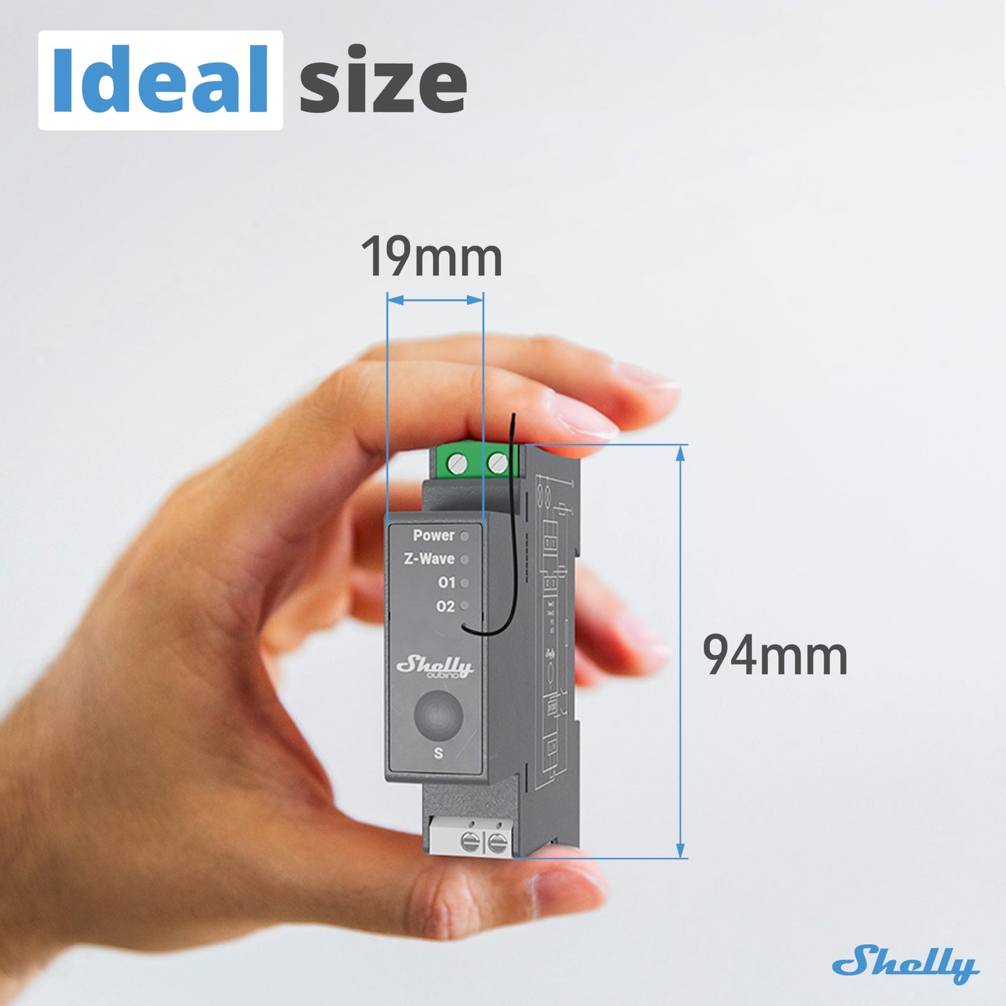 Shelly Wave Pro 2, Interruttore Intelligente Z-Wave Professionale, Contatti Puliti, 2 Canali, 25 A, Montaggio su Guida DIN, Controllo a 2 Fasi, Ripetitore di Rete Esteso, Alta Affidabilità