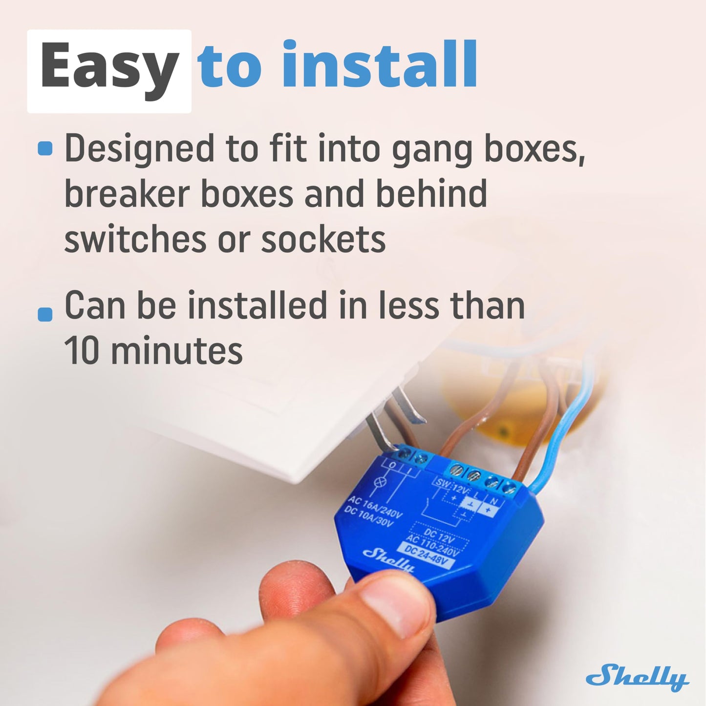 Shelly Plus 1, Relè interruttore intelligente, Wi-Fi & Bluetooth, Contatti a potenziale zero, Compatibile Con Alexa & Google Home, App iOS Android, Nessun Hub Richiesto