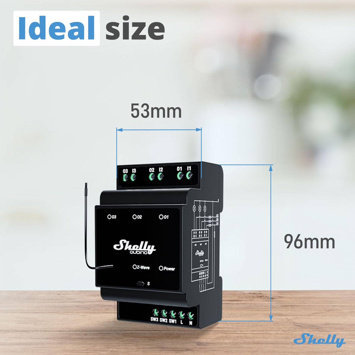 Shelly Wave Pro 2, Interruttore Intelligente Z-Wave Professionale, Contatti Puliti, 2 Canali, 25 A, Montaggio su Guida DIN, Controllo a 2 Fasi, Ripetitore di Rete Esteso, Alta Affidabilità