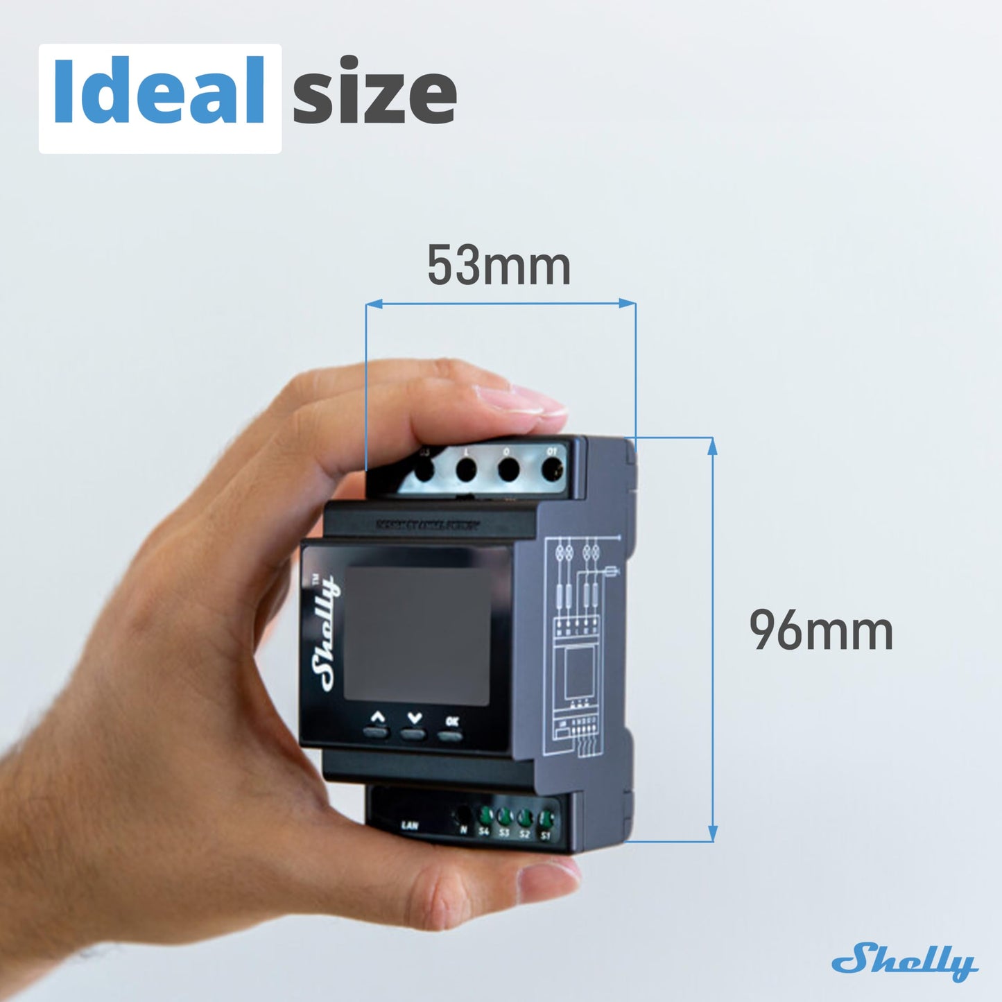 Shelly Pro 1PM - Relè Interrutore Intelligente su guida DIN con Misuratore di Consumo Elettrico, Lan Wi-Fi, Bluetooth, 1 canale - 16A, Controllo remoto App iOS Android, Alexa e Google Home