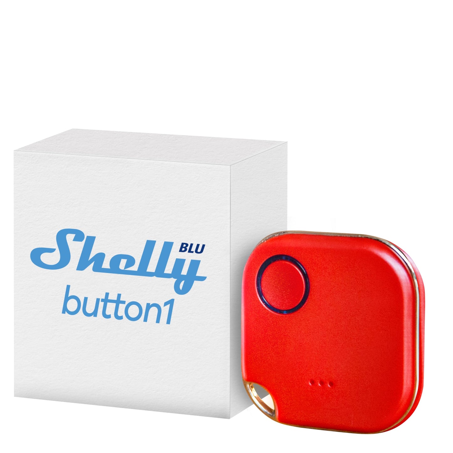 Shelly Blu Button 1 Bianco, pulsante smart, Bluetooth, Attivazione di azioni e Scene, Chiudi/Apri o spegnere/Accendere dispositivi Diversi, tre modalità di clic, durata batteria 2 anni