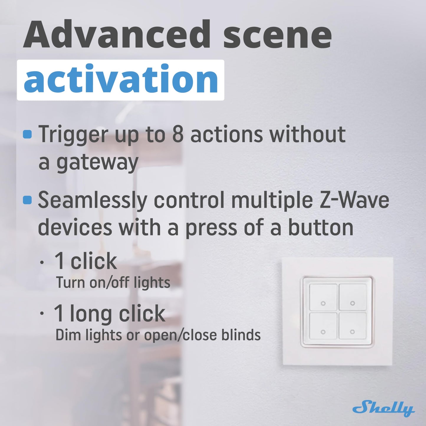 Shelly Wave i4, Modulo di Controllo Remoto Z-Wave con 4 Ingressi, Domotica, Senza Fili, Azioni e Scene intelligenti, Basso Consumo Energetico, Gamma Wireless Estesa