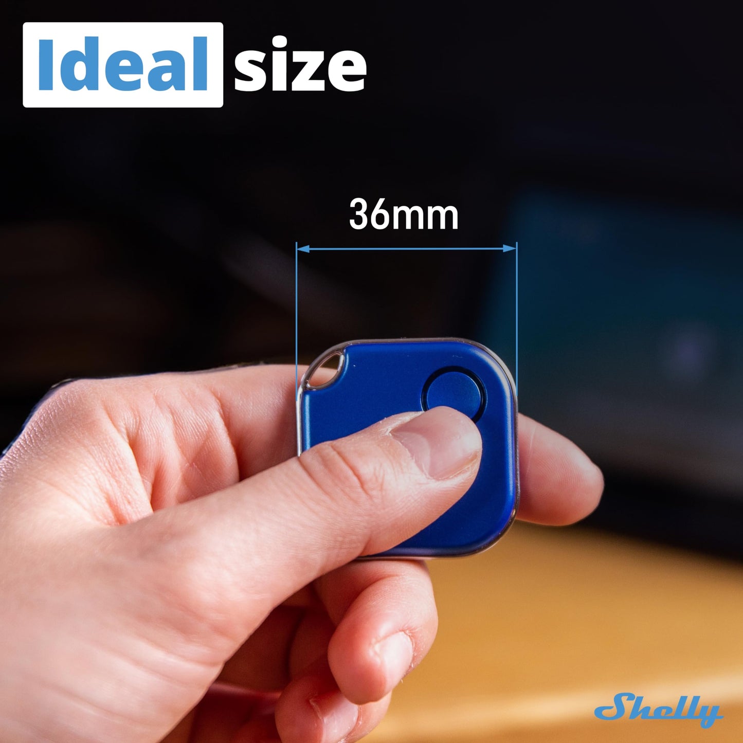 Shelly Blu Button 1 Bianco, pulsante smart, Bluetooth, Attivazione di azioni e Scene, Chiudi/Apri o spegnere/Accendere dispositivi Diversi, tre modalità di clic, durata batteria 2 anni