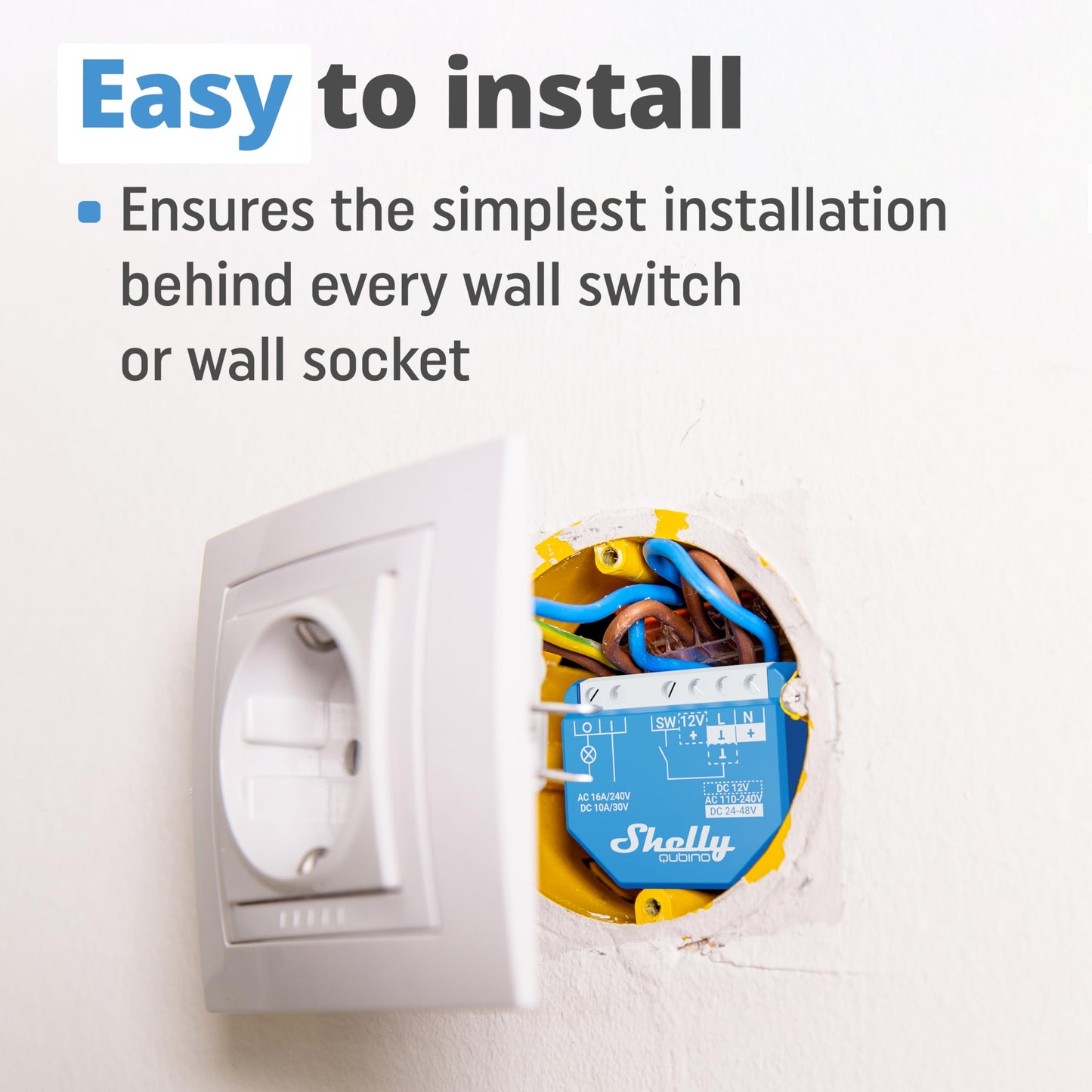 Shelly Wave 1, Interruttore Smart Relay Z-Wave con Contatti Puliti, 16A, Controllo Remoto per Luci e Porta del Garage, Basso Consumo Energetico, Ripetitore di Rete, Alta Affidabilità, SmartStart