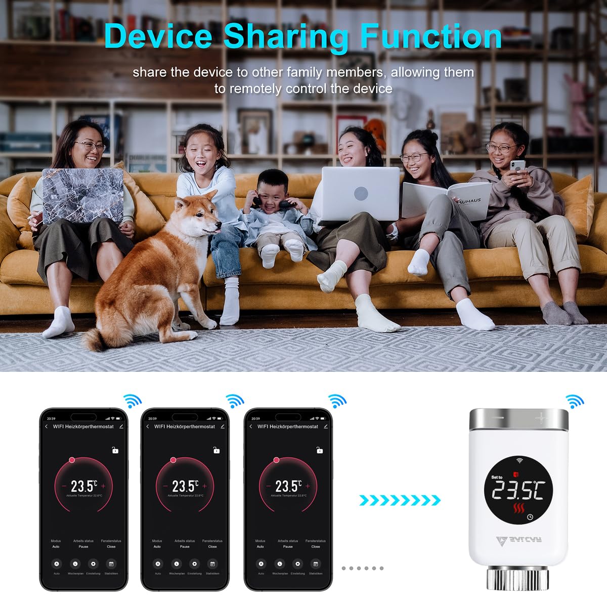 SALCAR Valvola Termostatica Intelligente WIFI Termostato TRV801W Testa Termostatica Compatibili con Amazon Alexa & Google Assistant Programmabili Tuya Smart Termostato, Nessun Gateway Richiesto
