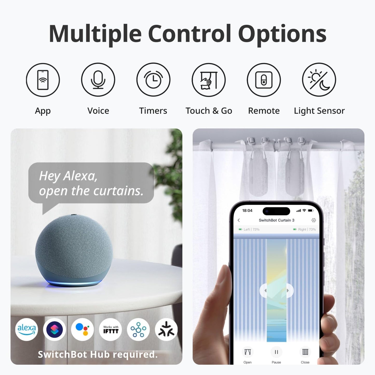 SwitchBot Apri Tende Intelligente - Telecomando Bluetooth con App/Timer, Aggiornamento delle Prestazioni, Aggiungi SwitchBot Hub per farlo funzionare con Alexa, Google Home, HomeKit(Curtain 3, U Rail)