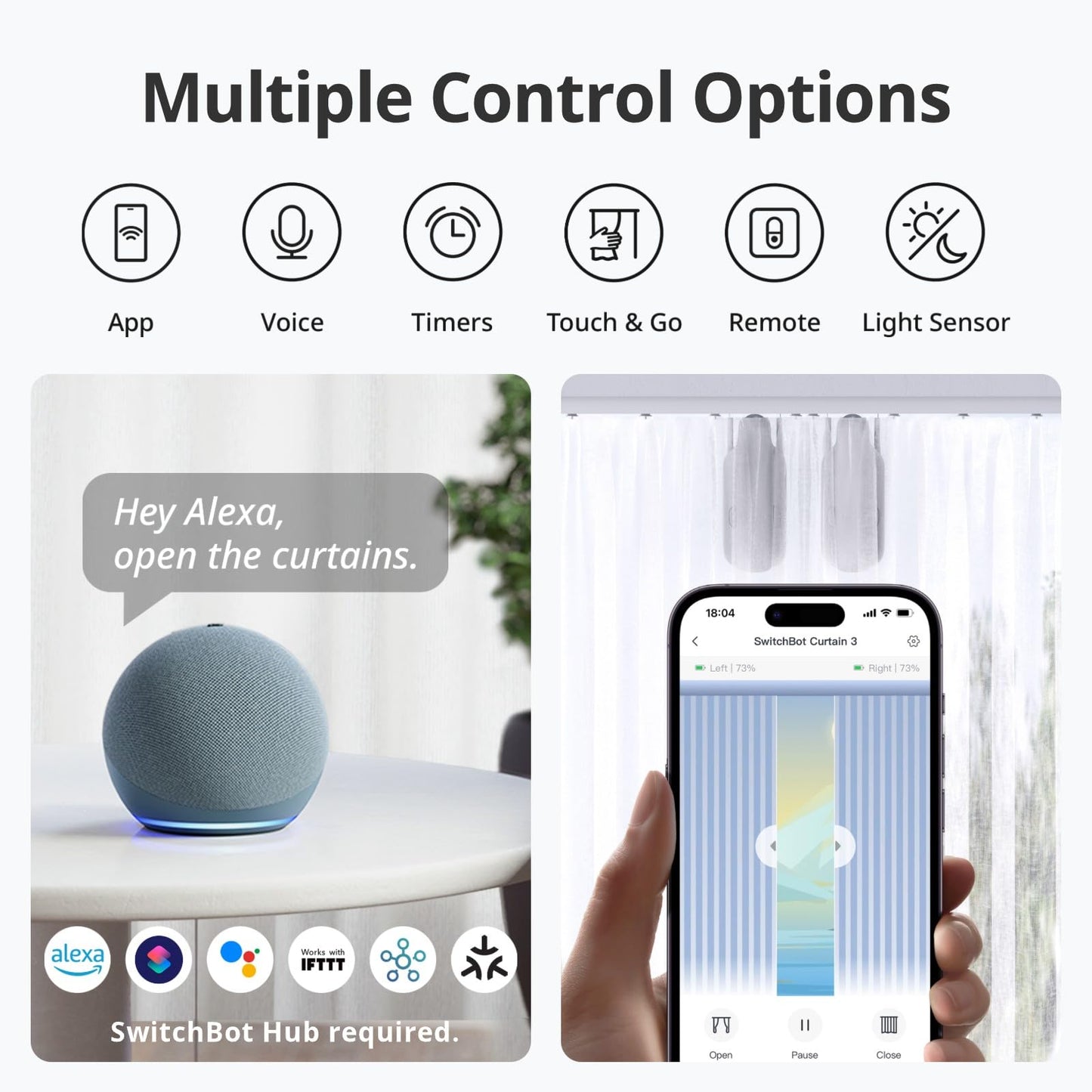 SwitchBot Apri Tende Intelligente - Telecomando Bluetooth con App/Timer, Aggiornamento delle Prestazioni, Aggiungi SwitchBot Hub per farlo funzionare con Alexa, Google Home, HomeKit(Curtain 3, U Rail)