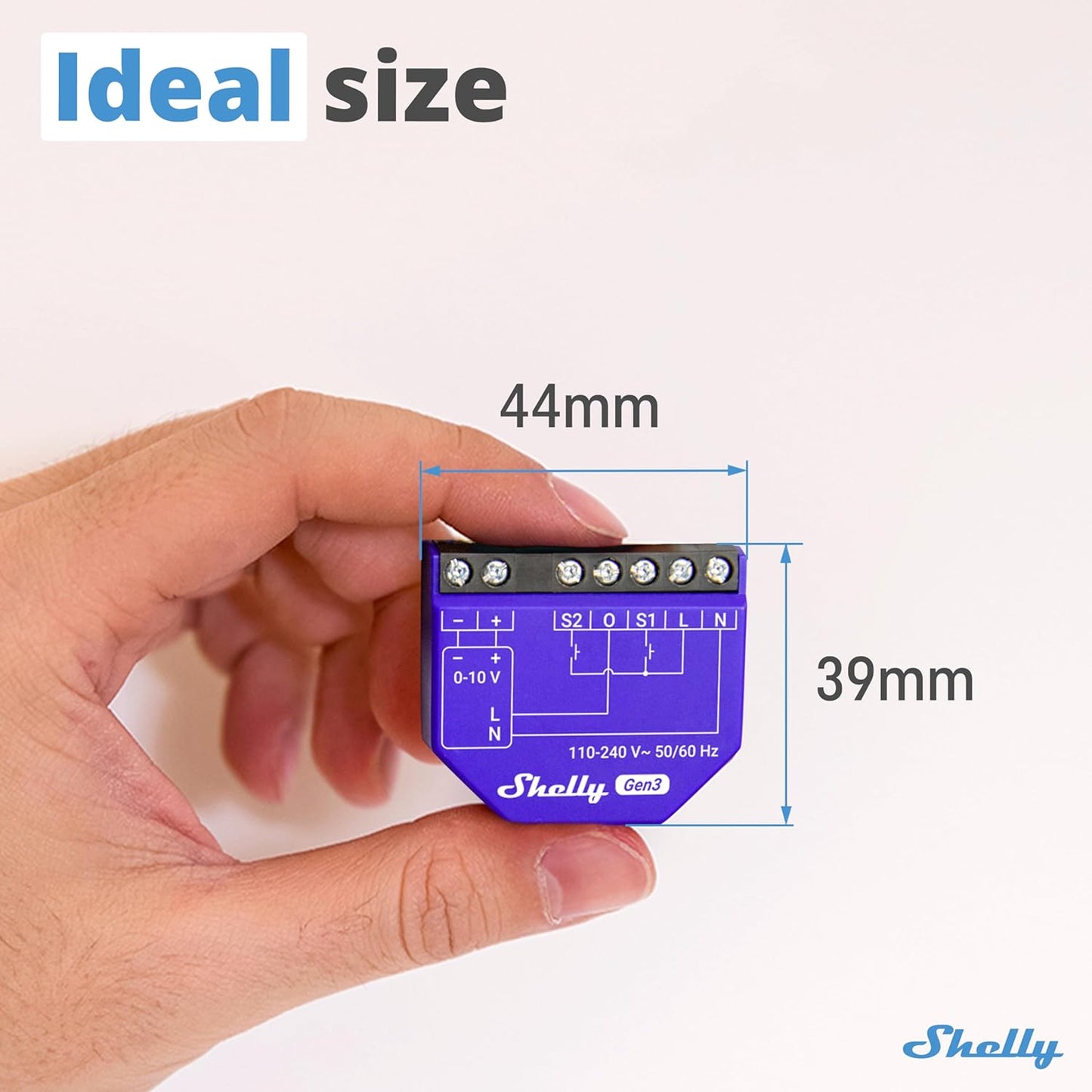 Shelly Dimmer 0/1-10 V PM Gen3, WLAN, Bluetooth Smart Dimmer,Controller con Misurazione Corrente,Controllo della luce,App iOS Android,Nessun hub Richiesto,Compatibile con Alexa e Google Home, Blu