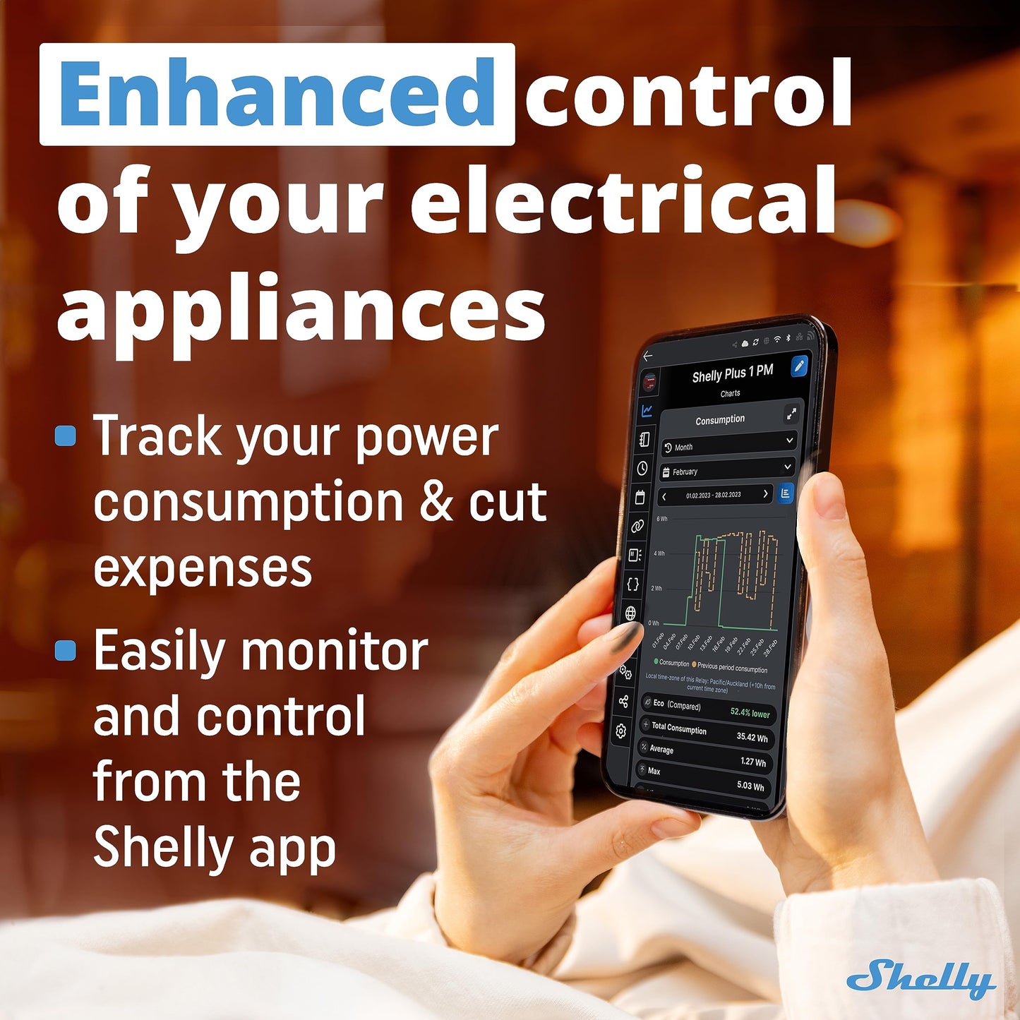 Shelly Plus 1PM, Interruttore a Relè Wi-Fi e Bluetooth con Misuratore di Potenza, Domotica, Alexa e Google Home, iOS e Android, Non è Necessario un Hub, Controllo Remoto delle Luci