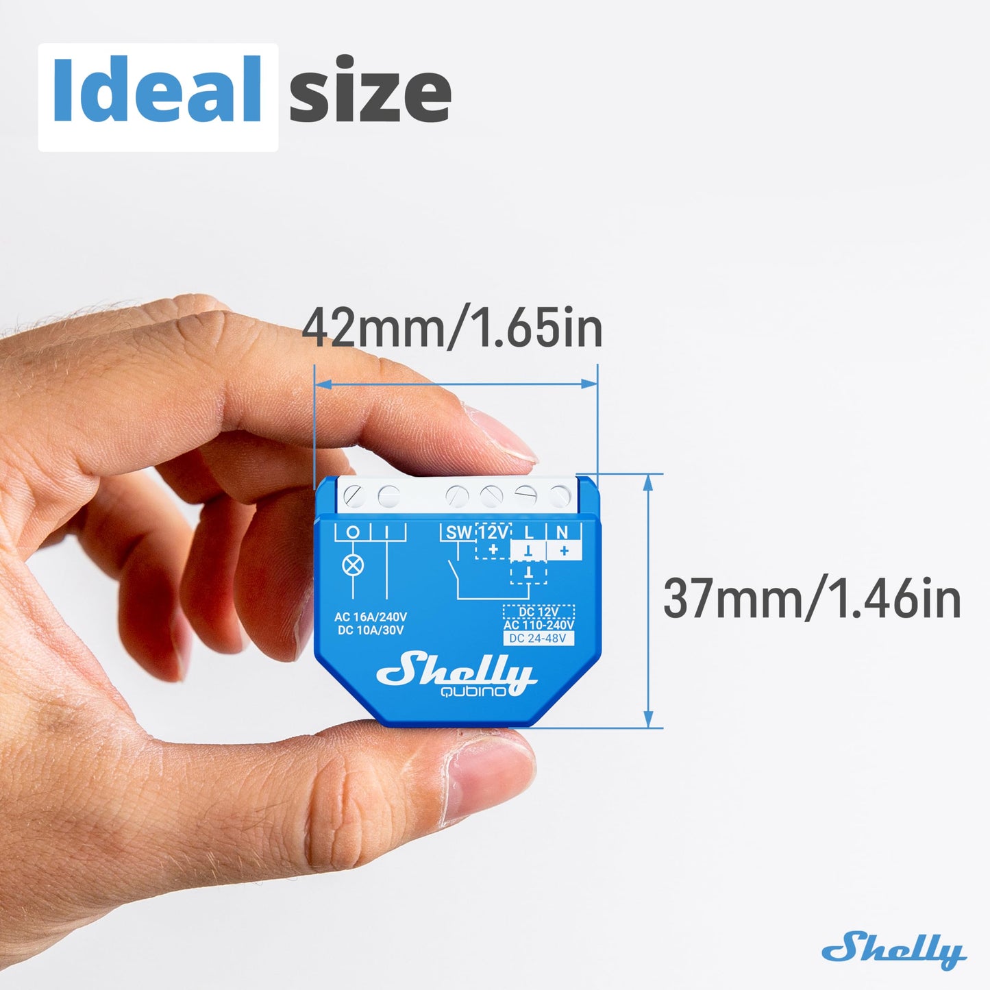 Shelly Wave 1, Interruttore Smart Relay Z-Wave con Contatti Puliti, 16A, Controllo Remoto per Luci e Porta del Garage, Basso Consumo Energetico, Ripetitore di Rete, Alta Affidabilità, SmartStart