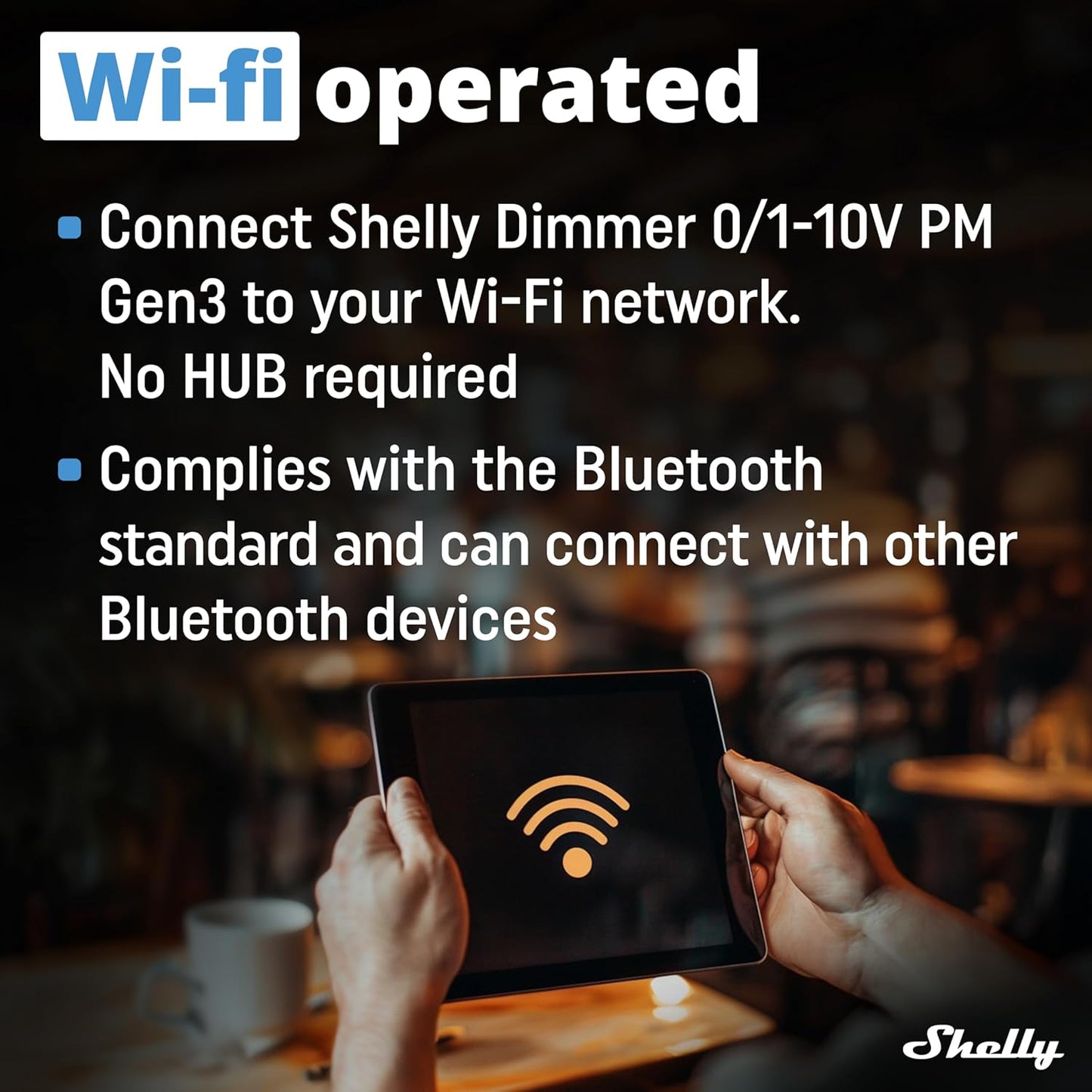 Shelly Dimmer 0/1-10 V PM Gen3, WLAN, Bluetooth Smart Dimmer,Controller con Misurazione Corrente,Controllo della luce,App iOS Android,Nessun hub Richiesto,Compatibile con Alexa e Google Home, Blu
