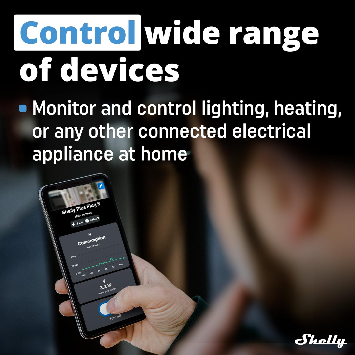 Shelly Plus Plug S, Presa Intelligente, Connettività Bluetooth, con Misurazione della Potenza, Schuko, Wifi