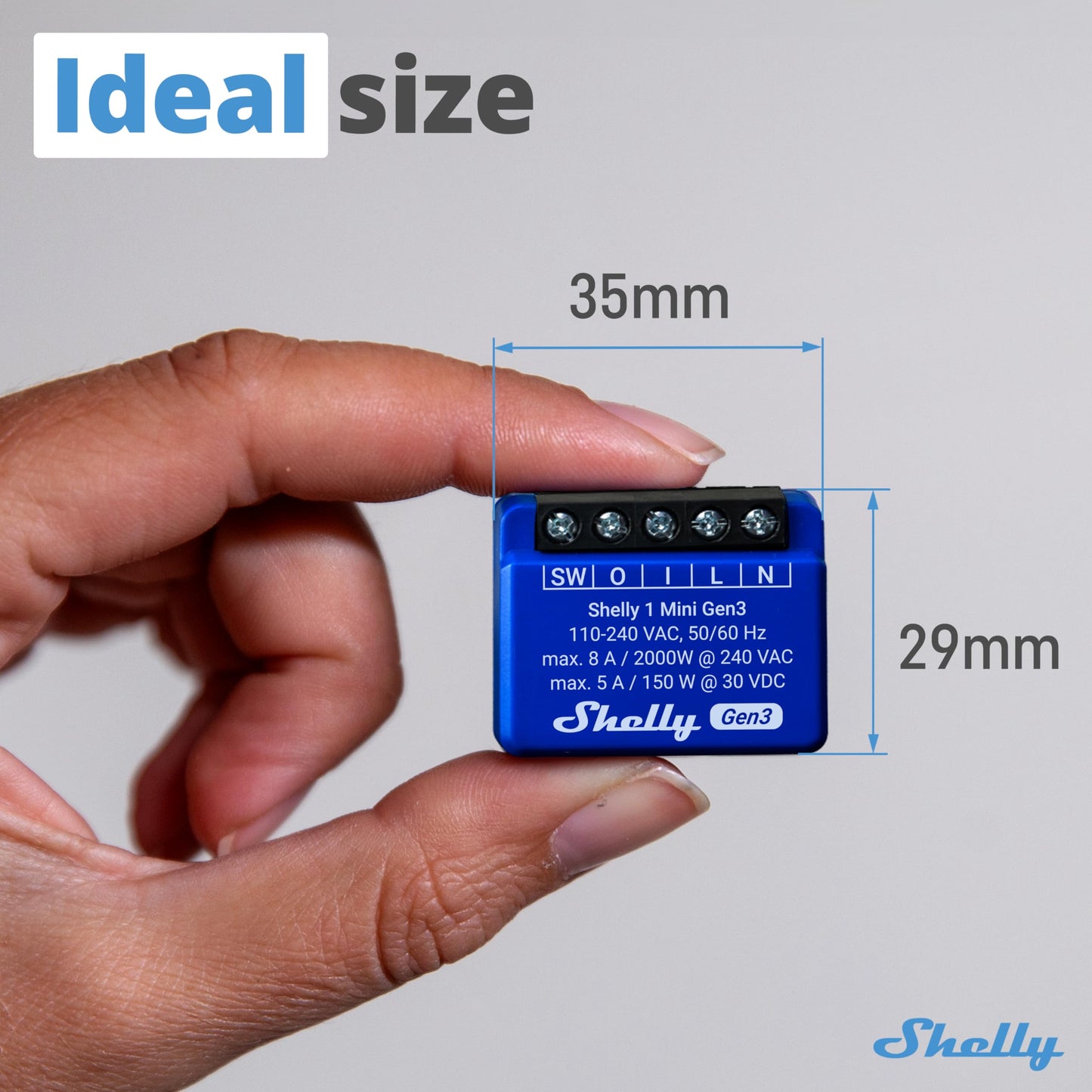 Shelly 1 Mini Gen3, Relè Intelligente WiFi e Bluetooth, 1 Canale, 8A, Domotica, Contatti Puliti, Controllo Remoto Luci, Dimensioni Compatte, Alexa e Google Home, iOS e Android, Nessun Hub Necessario