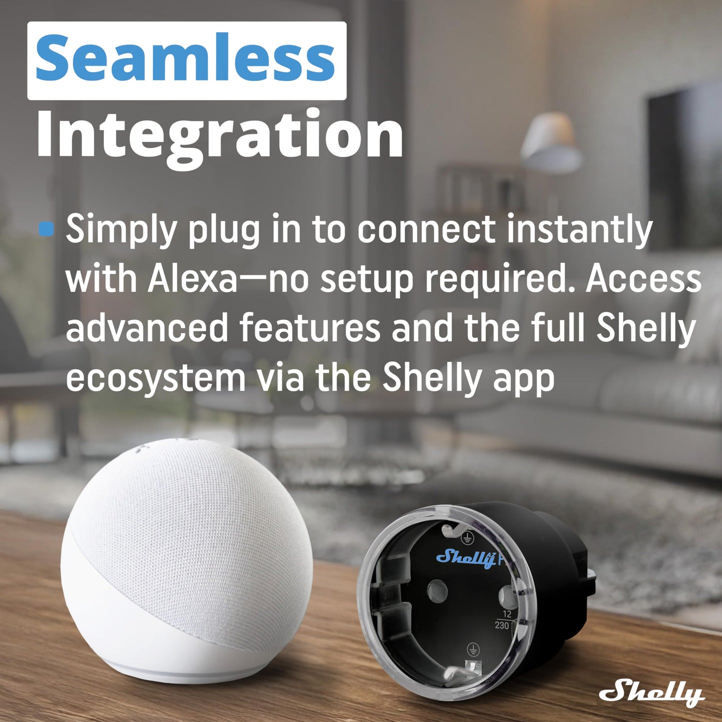 Shelly AZ Plug Bianco, Presa Intelligente Wi-Fi & Bluetooth, Misurazione Consumi, 12A, 2500W, Configurazione Facile (FFS), Compatibile con Alexa, Senza Hub, Controllo da Remoto, Programmi Smart