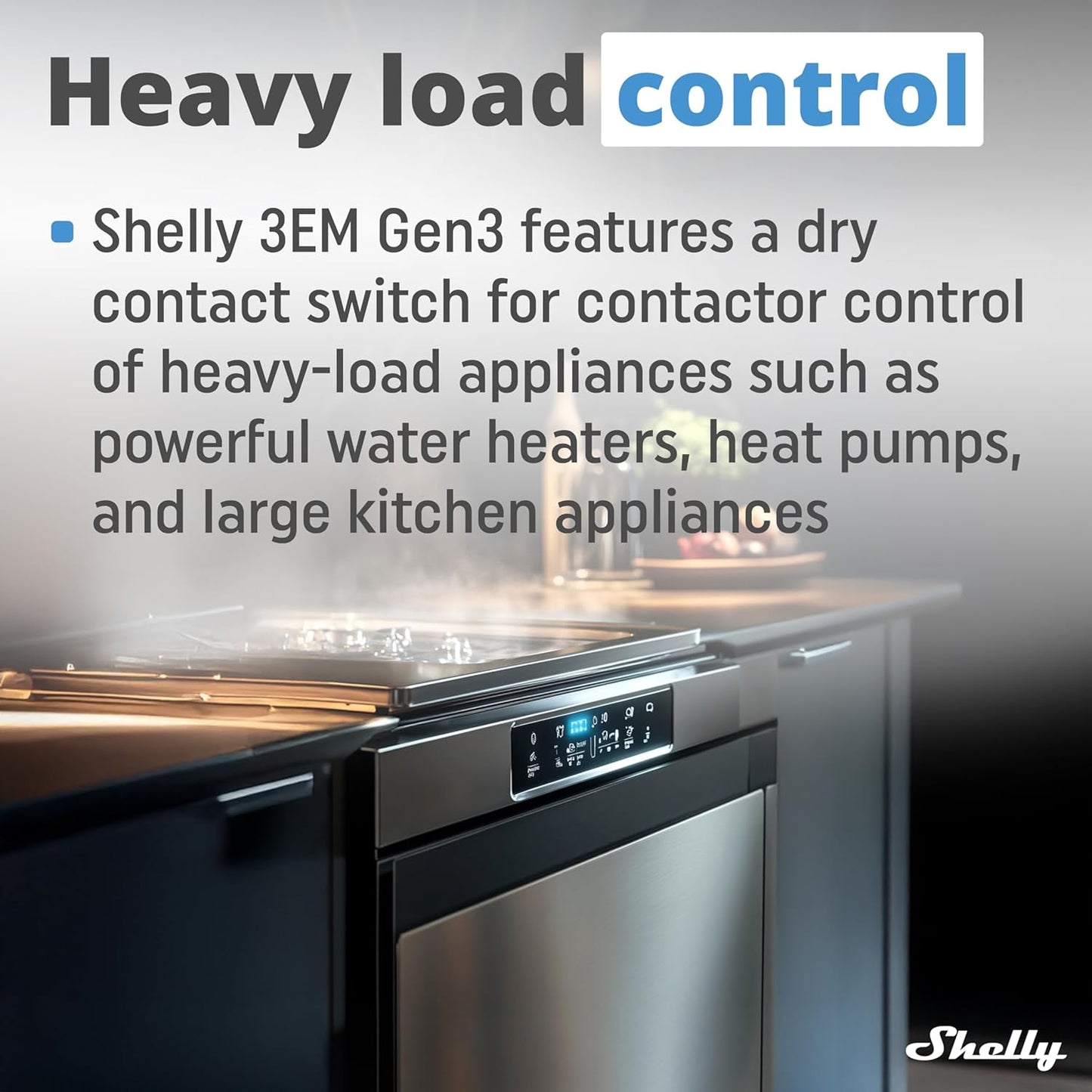 Shelly EM Gen 3 + 50А Morsetto, Wi-Fi & Bluetooth Smart Energy Meter e Contatore Interruttore Relè di Controllo, Trasformatore di Corrente, Domotica, Alexa e Google Home, Nessun hub richiesto, Bianco